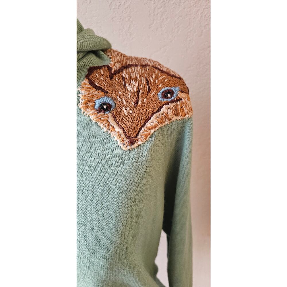 VTG Designers Original Embroidered Mink Shoulders Sweater Women Med UNIQUE OOAK - Picture 3 of 7